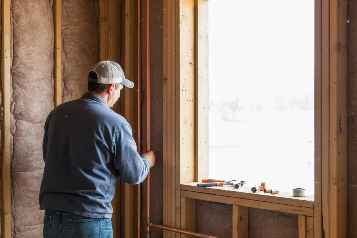 Licensed plumber running new copper supply lines in a Fayetteville home