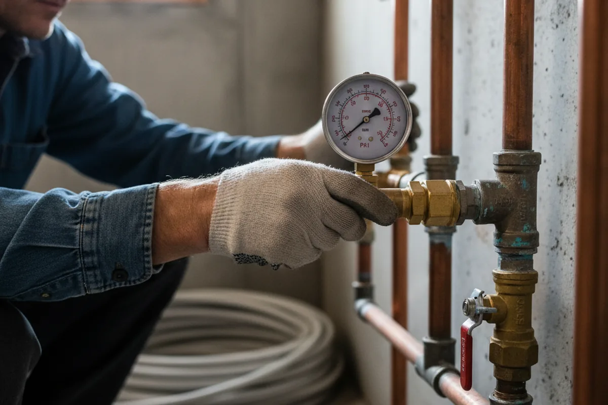 Pressure testing a repaired line during Water Line Repair in Fayetteville